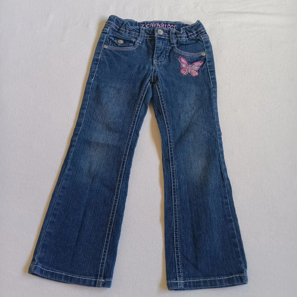 Z. Cavaricci Kids Blue Jeans with Pink Butterfly Sz 4T